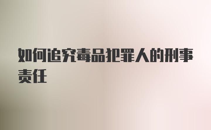 如何追究毒品犯罪人的刑事责任