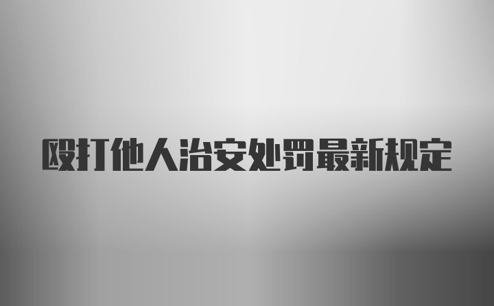 殴打他人治安处罚最新规定