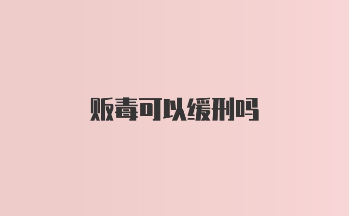 贩毒可以缓刑吗