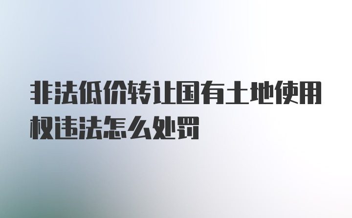 非法低价转让国有土地使用权违法怎么处罚