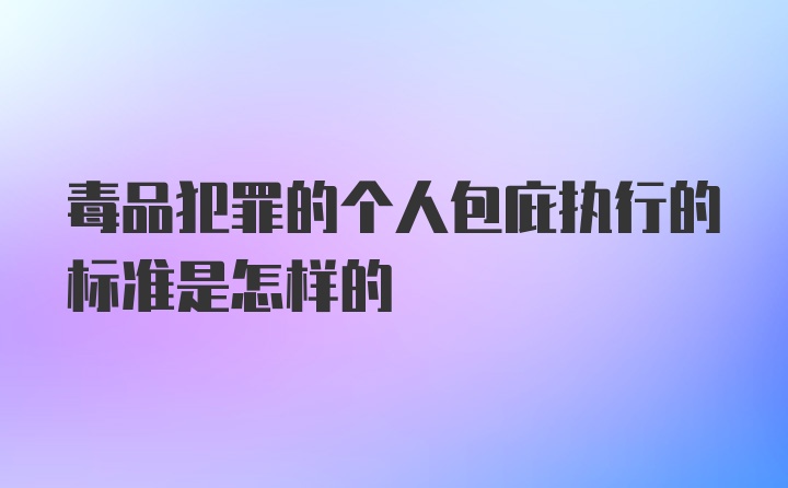 毒品犯罪的个人包庇执行的标准是怎样的