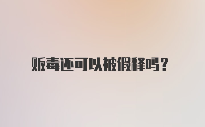 贩毒还可以被假释吗?