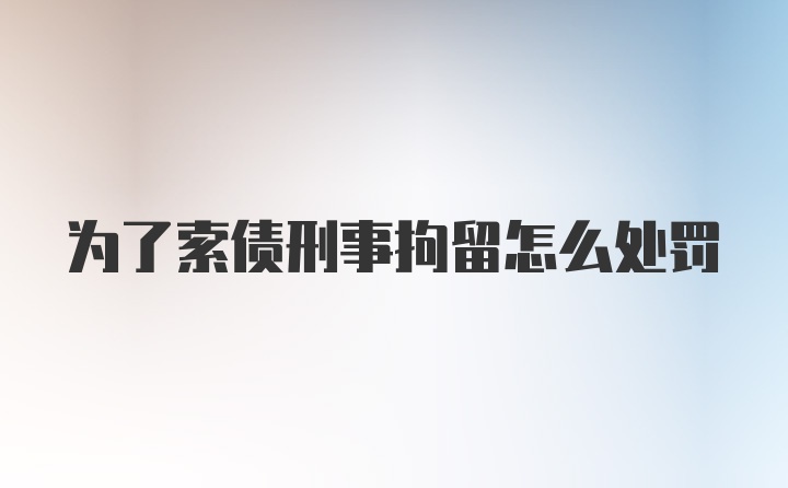 为了索债刑事拘留怎么处罚