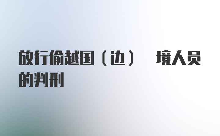 放行偷越国(边) 境人员的判刑