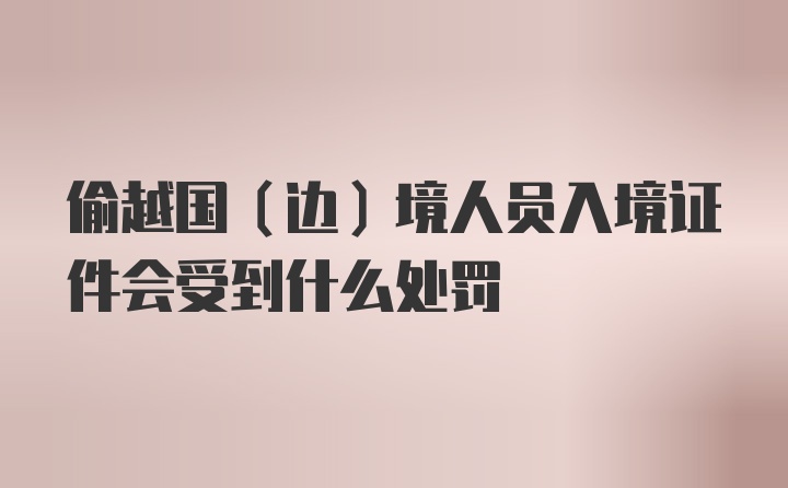 偷越国（边）境人员入境证件会受到什么处罚