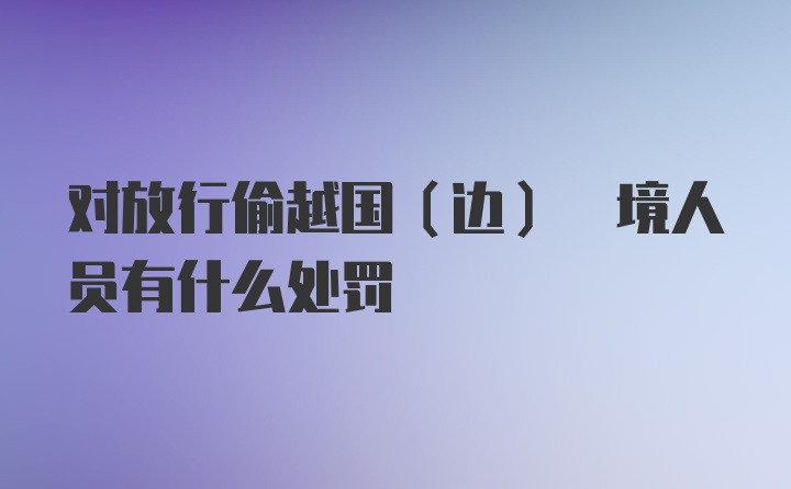 对放行偷越国(边) 境人员有什么处罚