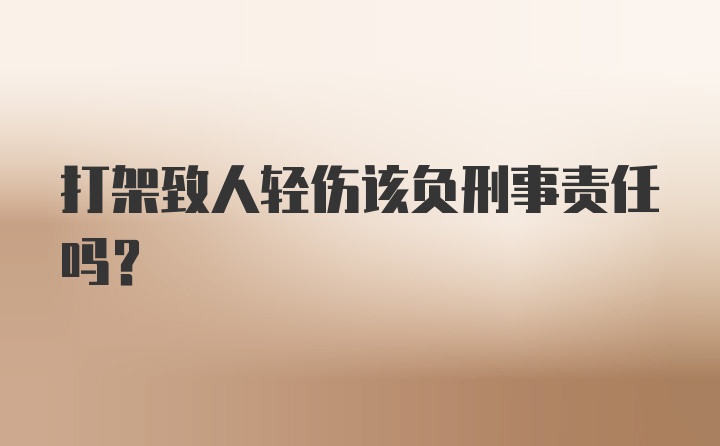 打架致人轻伤该负刑事责任吗？