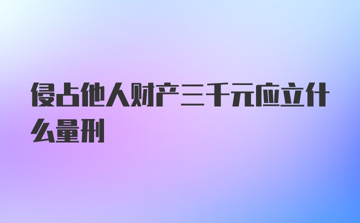 侵占他人财产三千元应立什么量刑