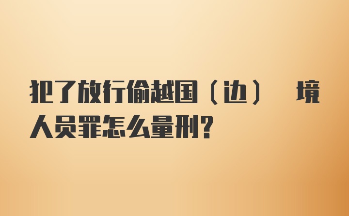 犯了放行偷越国(边) 境人员罪怎么量刑？