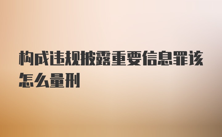 构成违规披露重要信息罪该怎么量刑