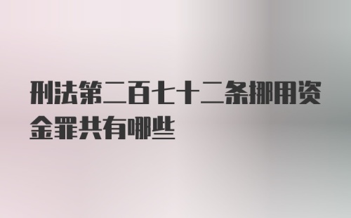 刑法第二百七十二条挪用资金罪共有哪些