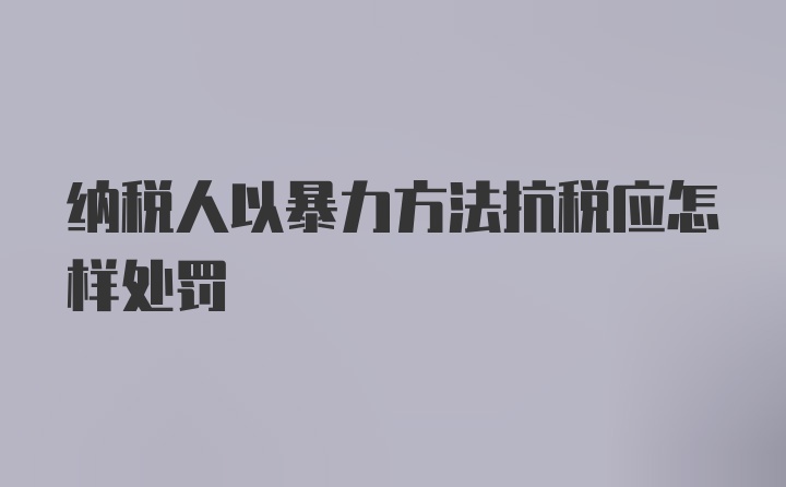 纳税人以暴力方法抗税应怎样处罚