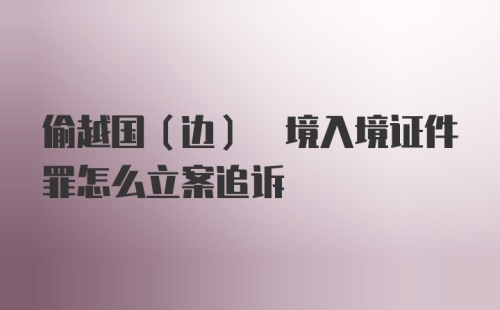 偷越国(边) 境入境证件罪怎么立案追诉