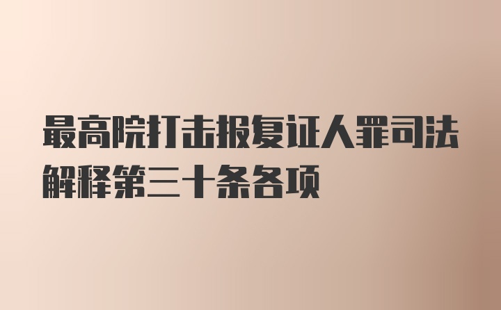 最高院打击报复证人罪司法解释第三十条各项