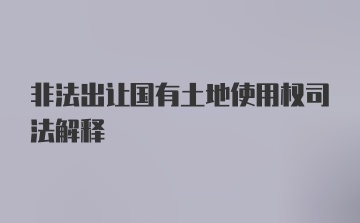 非法出让国有土地使用权司法解释