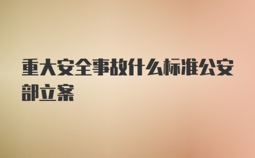 重大安全事故什么标准公安部立案