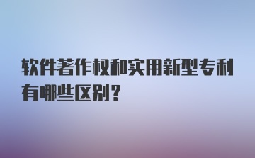 软件著作权和实用新型专利有哪些区别？