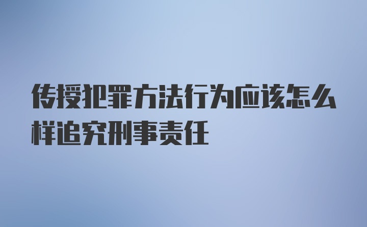 传授犯罪方法行为应该怎么样追究刑事责任