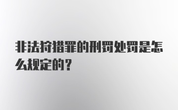 非法狩猎罪的刑罚处罚是怎么规定的?