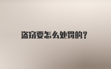 盗窃要怎么处罚的?