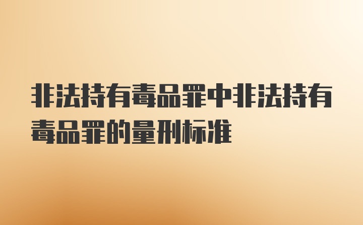 非法持有毒品罪中非法持有毒品罪的量刑标准