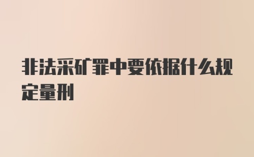 非法采矿罪中要依据什么规定量刑