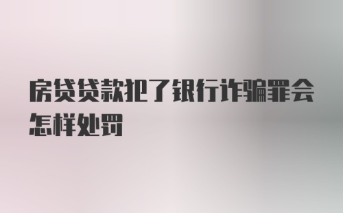 房贷贷款犯了银行诈骗罪会怎样处罚