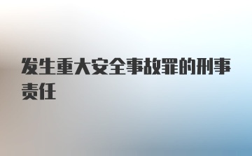 发生重大安全事故罪的刑事责任