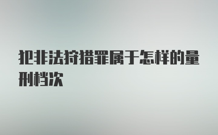 犯非法狩猎罪属于怎样的量刑档次