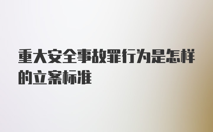 重大安全事故罪行为是怎样的立案标准