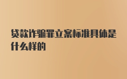 贷款诈骗罪立案标准具体是什么样的