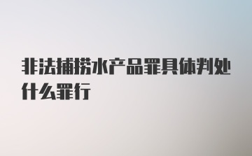 非法捕捞水产品罪具体判处什么罪行