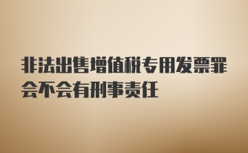 非法出售增值税专用发票罪会不会有刑事责任