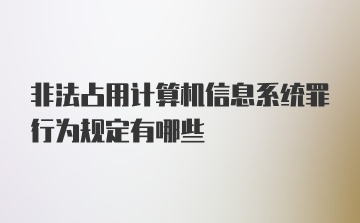 非法占用计算机信息系统罪行为规定有哪些