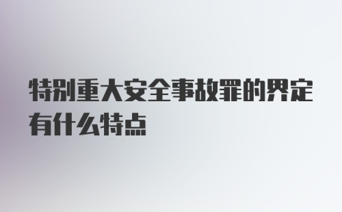 特别重大安全事故罪的界定有什么特点