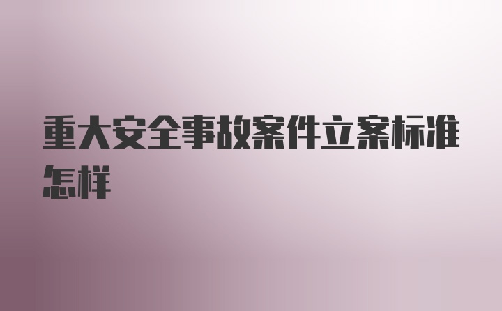 重大安全事故案件立案标准怎样