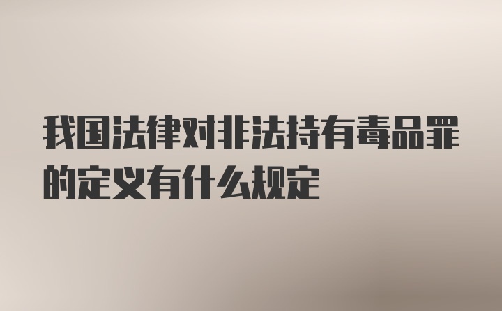 我国法律对非法持有毒品罪的定义有什么规定