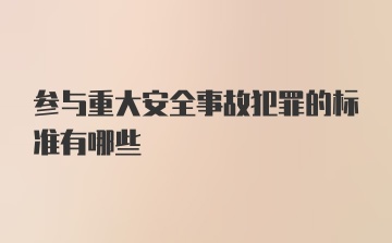 参与重大安全事故犯罪的标准有哪些