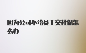 因为公司不给员工交社保怎么办