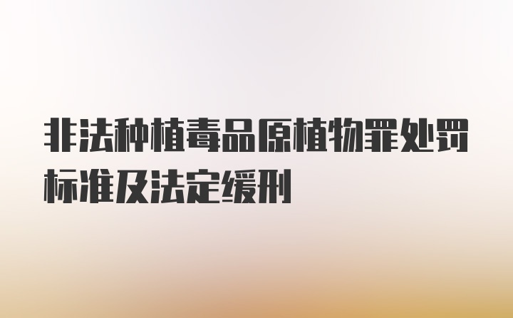 非法种植毒品原植物罪处罚标准及法定缓刑