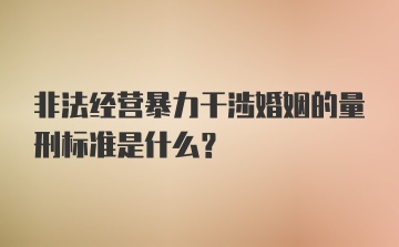 非法经营暴力干涉婚姻的量刑标准是什么？