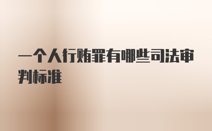 一个人行贿罪有哪些司法审判标准