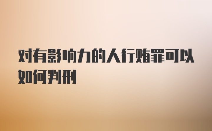 对有影响力的人行贿罪可以如何判刑