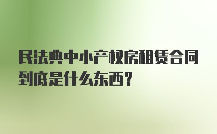 民法典中小产权房租赁合同到底是什么东西?