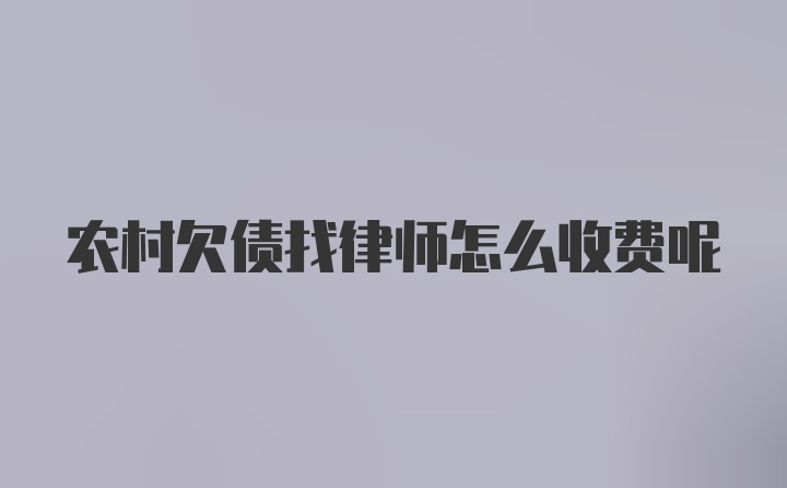 农村欠债找律师怎么收费呢