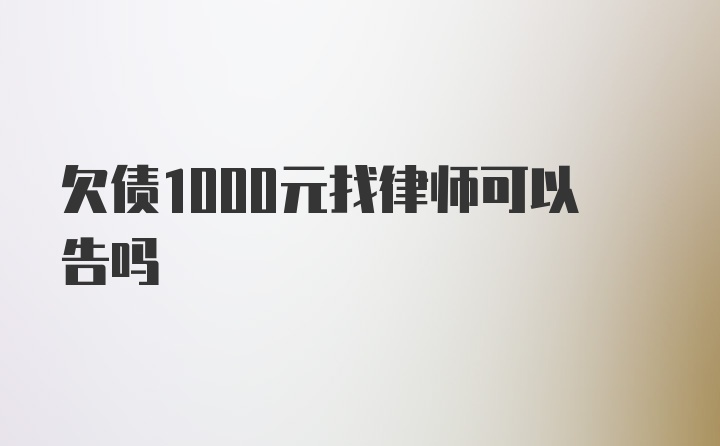 欠债1000元找律师可以告吗