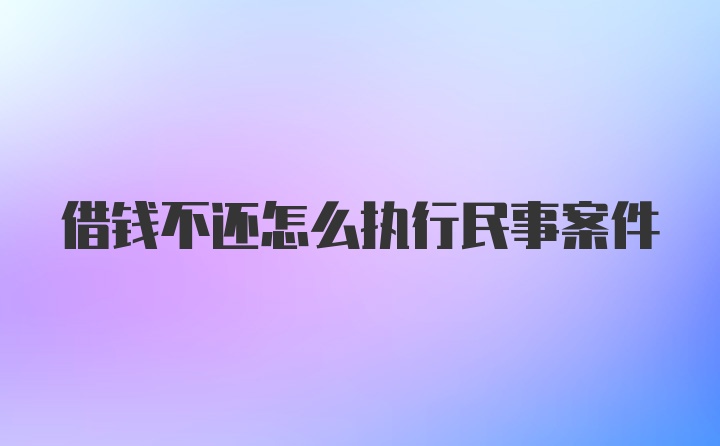 借钱不还怎么执行民事案件