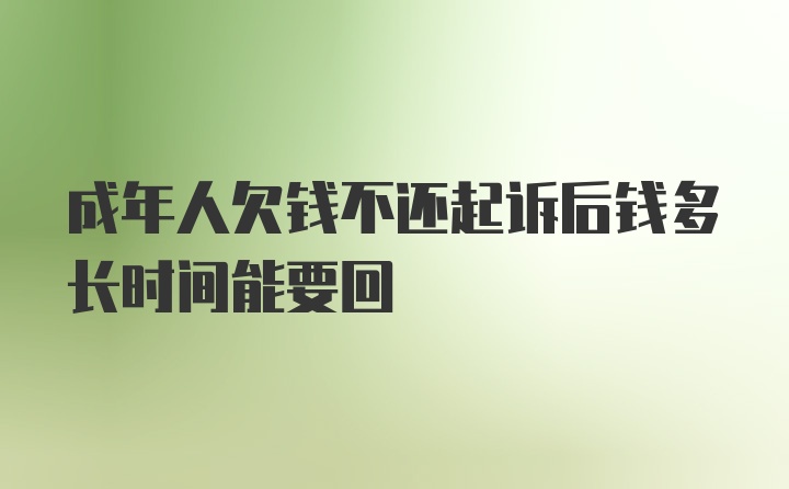 成年人欠钱不还起诉后钱多长时间能要回