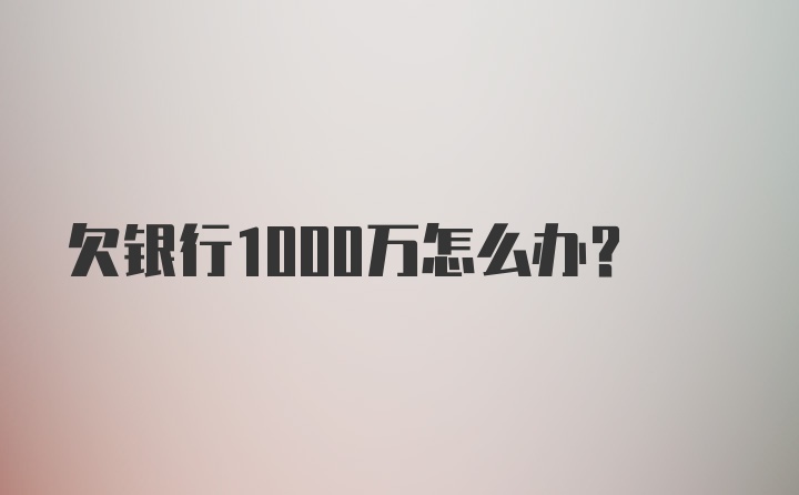 欠银行1000万怎么办？