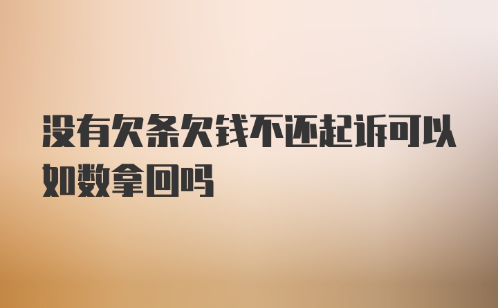 没有欠条欠钱不还起诉可以如数拿回吗